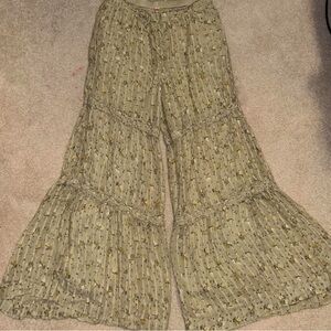 NWOT Free People Emmaline Tiered Pull-On Pants in Sage - Size Medium -